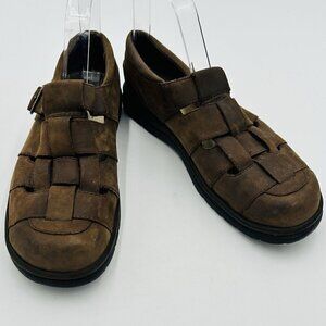 Teva Brunswick Shock Pad Womens Brown Leather Closed Toe Slip-On Sandals Size 7
